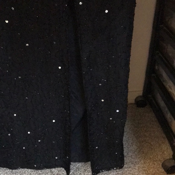 100% Silk Full length black beaded, sequined dress - Picture 6 of 8